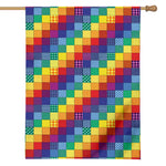 Rainbow Patchwork Pattern Print House Flag
