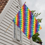 Rainbow Patchwork Pattern Print House Flag