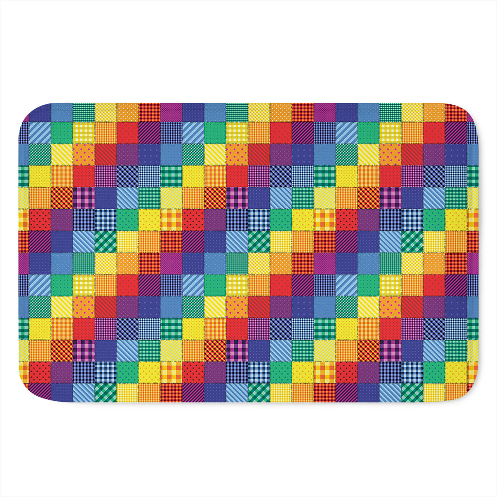 Rainbow Patchwork Pattern Print Indoor Door Mat