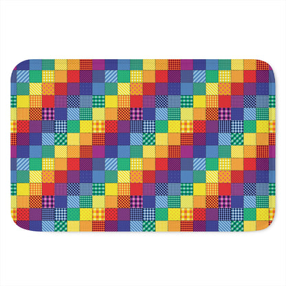 Rainbow Patchwork Pattern Print Indoor Door Mat