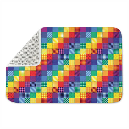 Rainbow Patchwork Pattern Print Indoor Door Mat