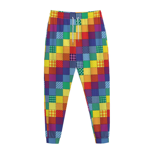 Rainbow Patchwork Pattern Print Jogger Pants