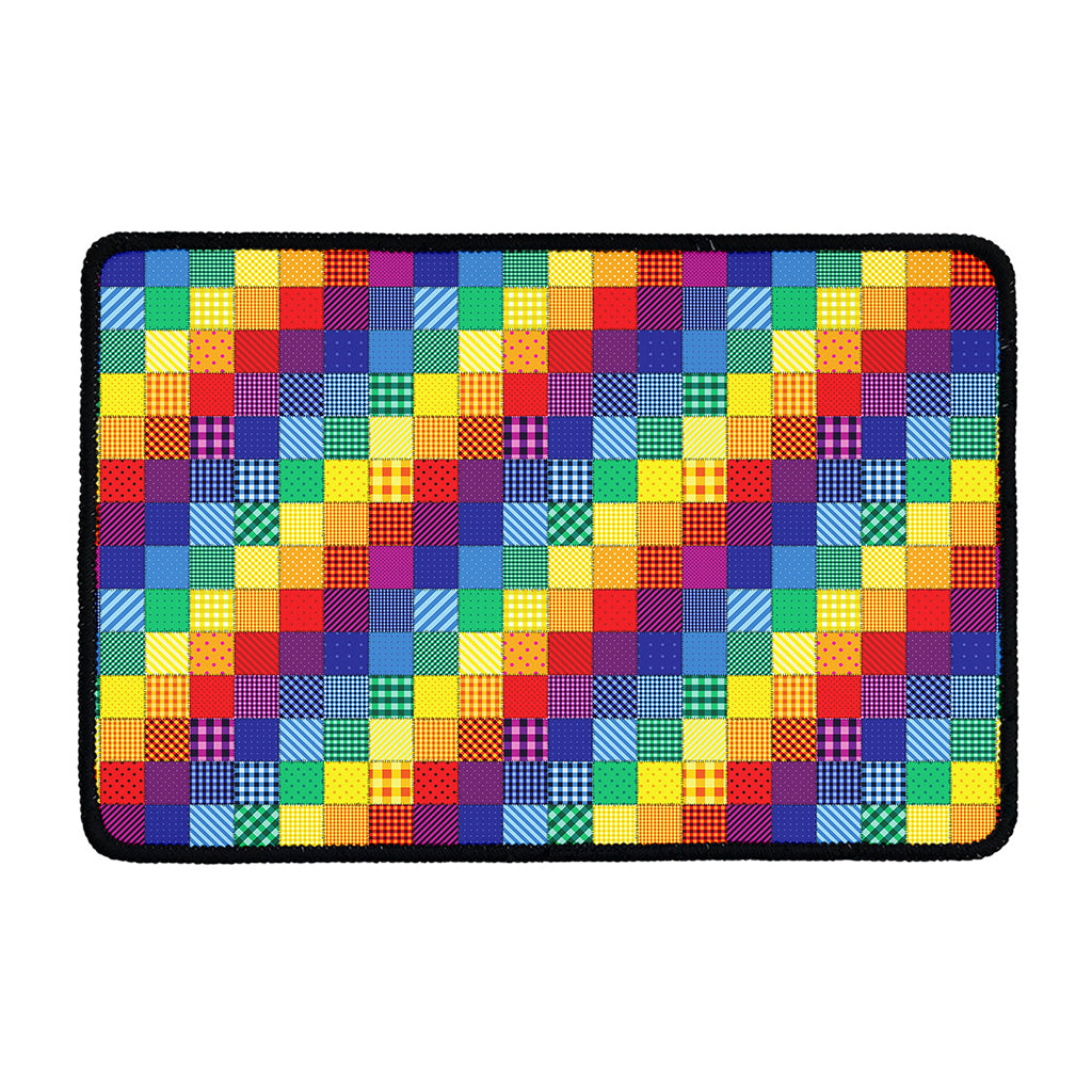 Rainbow Patchwork Pattern Print Kitchen Mat