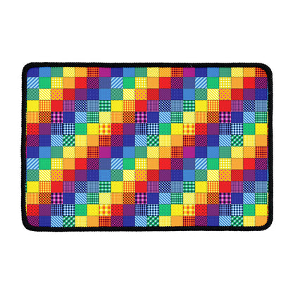 Rainbow Patchwork Pattern Print Kitchen Mat