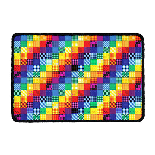 Rainbow Patchwork Pattern Print Kitchen Mat