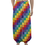 Rainbow Patchwork Pattern Print Lantern Pants