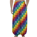 Rainbow Patchwork Pattern Print Lantern Pants