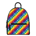 Rainbow Patchwork Pattern Print Leather Backpack