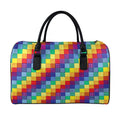 Rainbow Patchwork Pattern Print Leather Duffel Bag