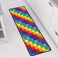 Rainbow Patchwork Pattern Print Long Kitchen Mat