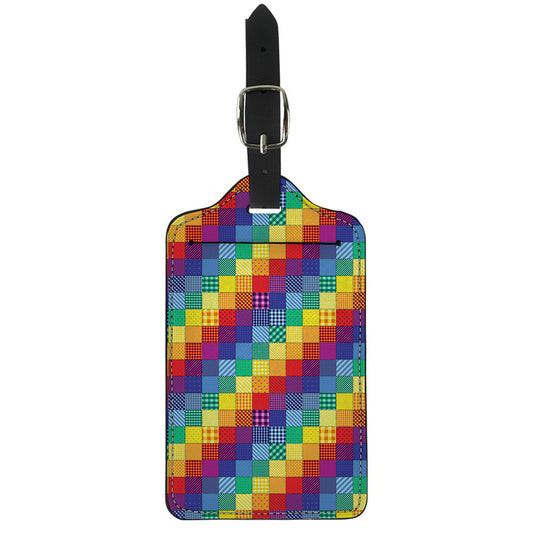 Rainbow Patchwork Pattern Print Luggage Tag