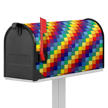 Rainbow Patchwork Pattern Print Mailbox Cover