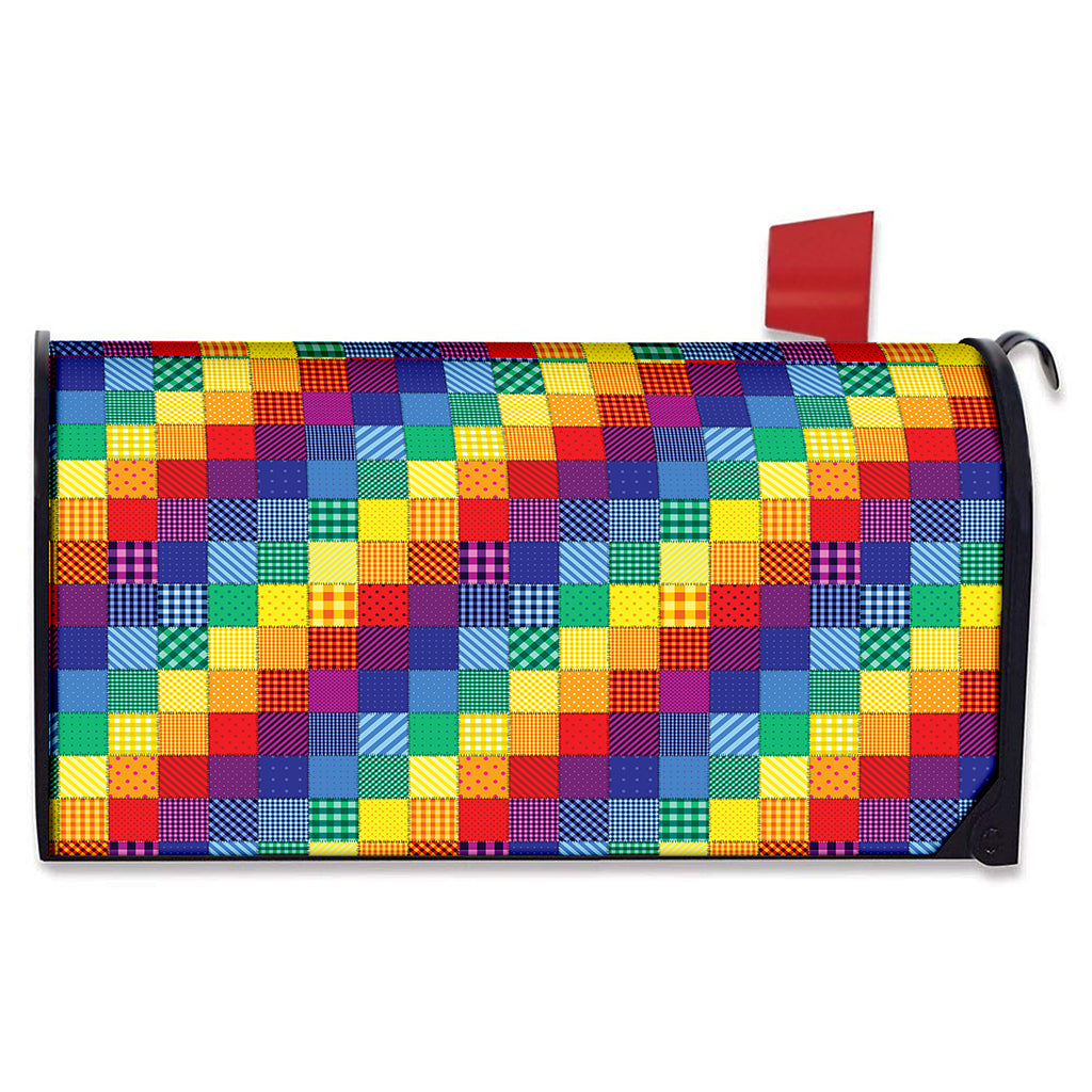 Rainbow Patchwork Pattern Print Mailbox Cover