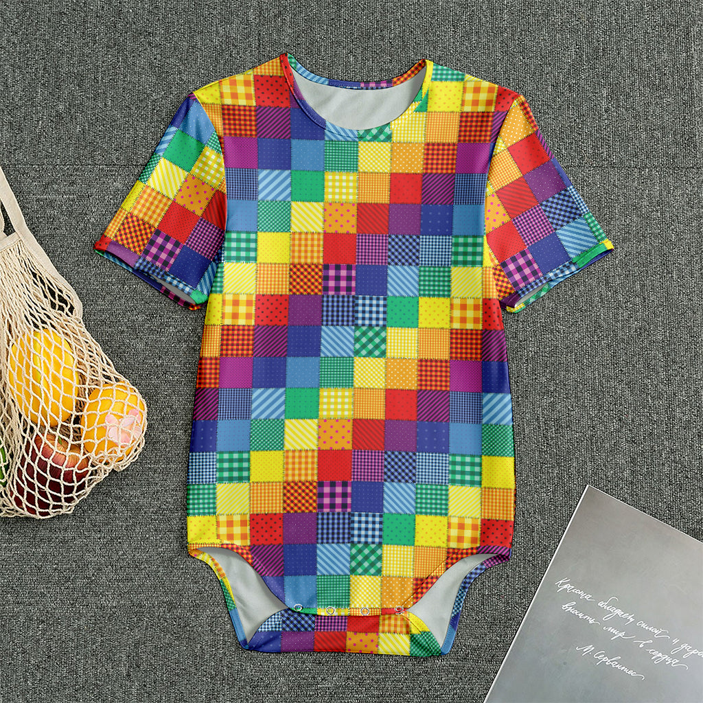 Rainbow Patchwork Pattern Print Men's Bodysuit