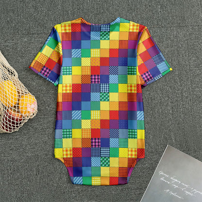 Rainbow Patchwork Pattern Print Men's Bodysuit