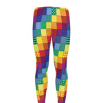 Rainbow Patchwork Pattern Print Men's leggings