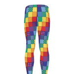 Rainbow Patchwork Pattern Print Men's leggings