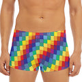 Rainbow Patchwork Pattern Print Men's Short Boxer Briefs