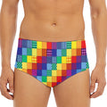Rainbow Patchwork Pattern Print Men's Triangle Swim Briefs
