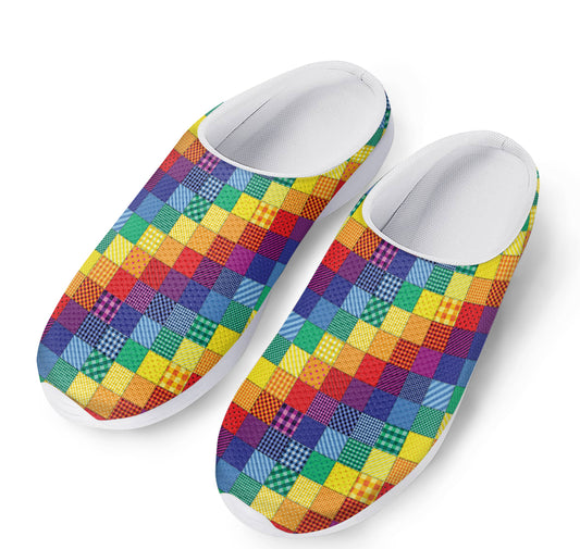Rainbow Patchwork Pattern Print Mesh Casual Shoes