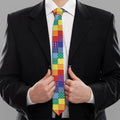 Rainbow Patchwork Pattern Print Necktie