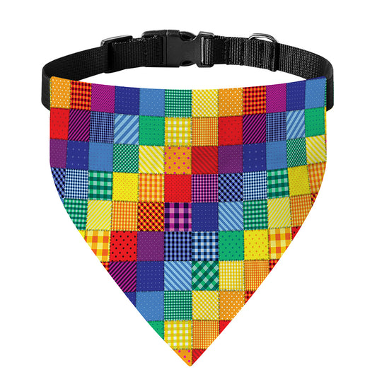 Rainbow Patchwork Pattern Print Over The Collar Dog Bandana