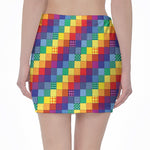 Rainbow Patchwork Pattern Print Pencil Mini Skirt