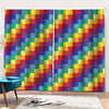 Rainbow Patchwork Pattern Print Pencil Pleat Curtains