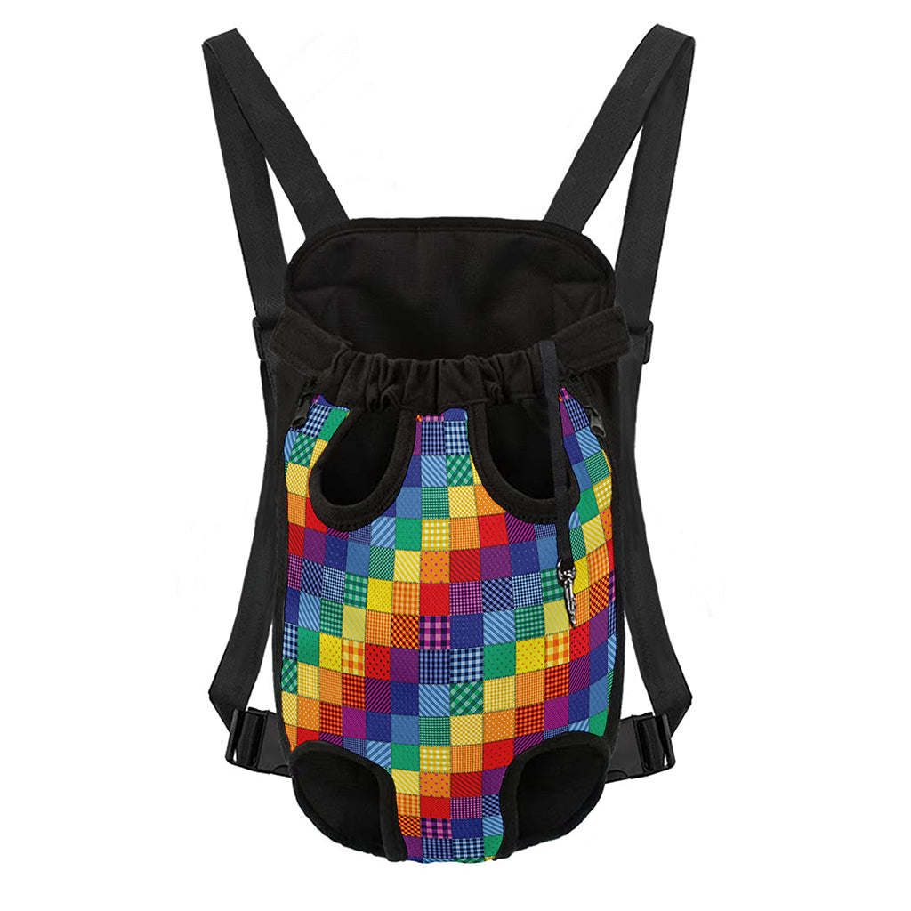 Rainbow Patchwork Pattern Print Pet Carrier Backpack