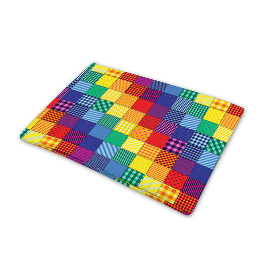 Rainbow Patchwork Pattern Print Pet Cooling Mat Cover