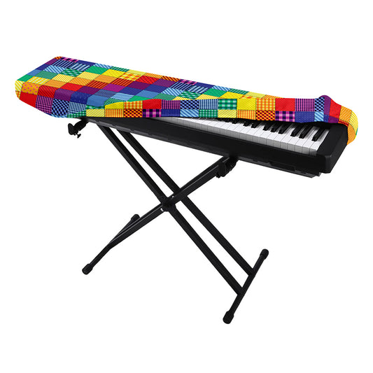 Rainbow Patchwork Pattern Print Piano Keyboard Cover