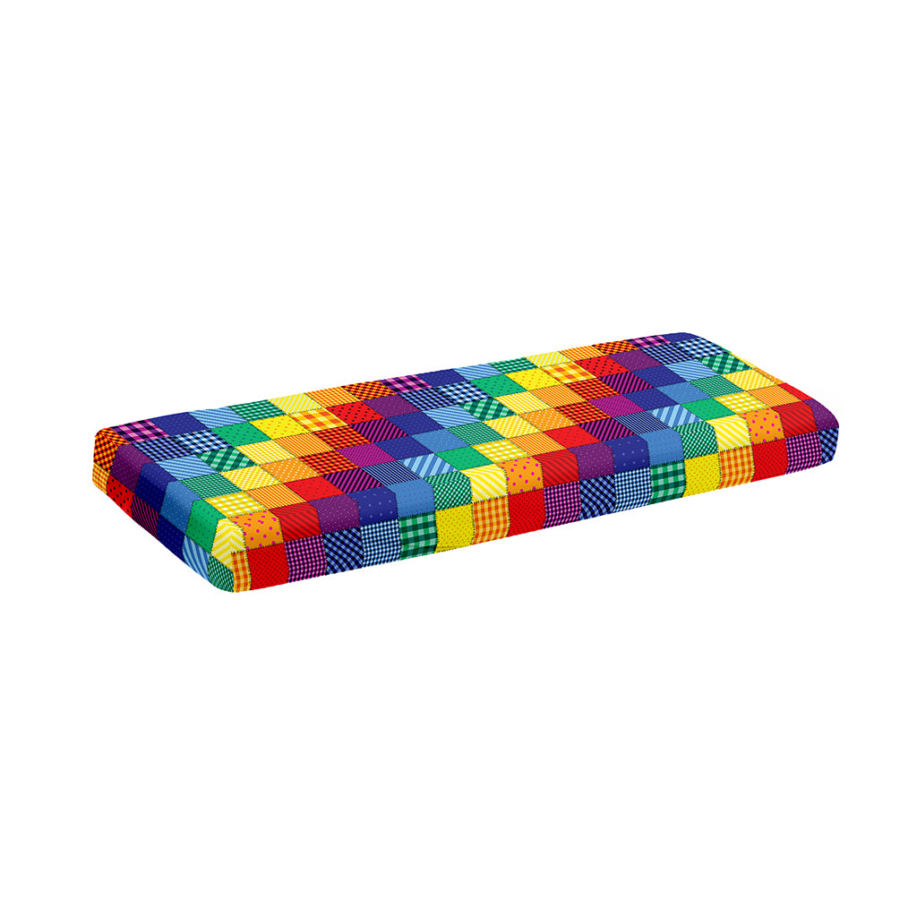 Rainbow Patchwork Pattern Print Piano Keyboard Cover