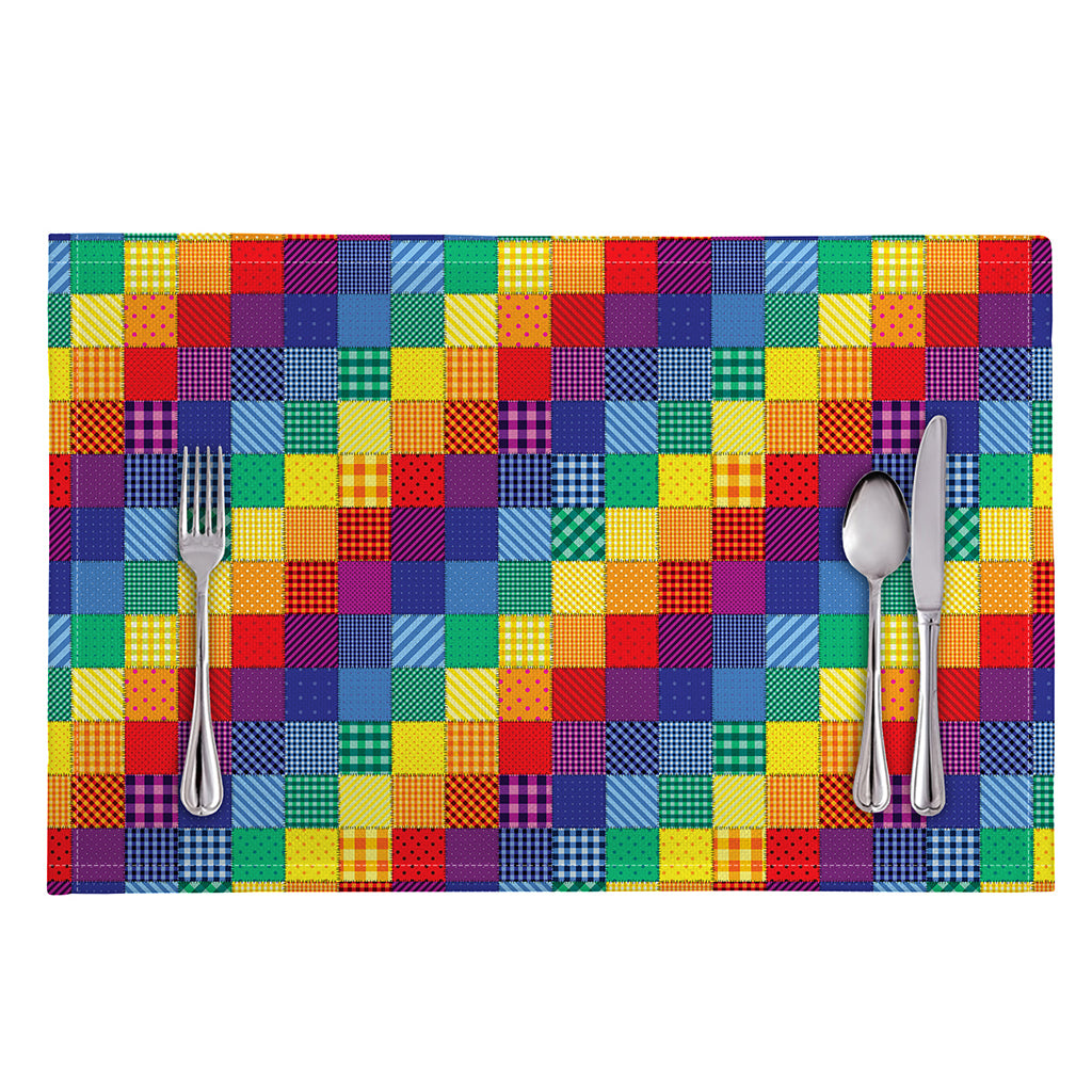 Rainbow Patchwork Pattern Print Placemat