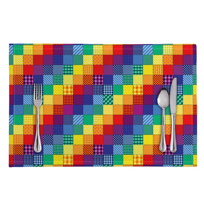 Rainbow Patchwork Pattern Print Placemat