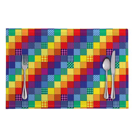 Rainbow Patchwork Pattern Print Placemat