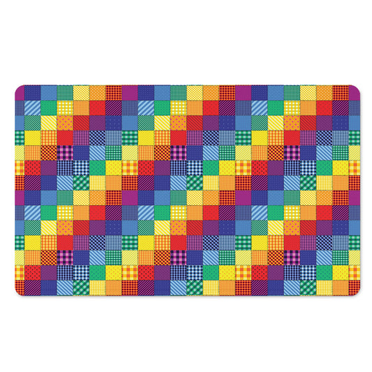 Rainbow Patchwork Pattern Print Polyester Doormat