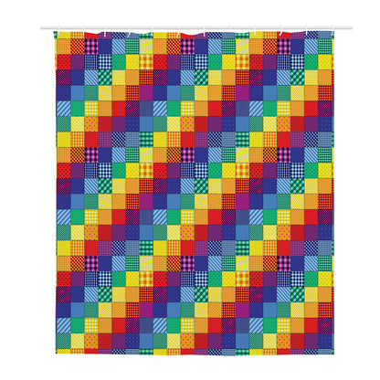 Rainbow Patchwork Pattern Print Polyester Shower Curtain
