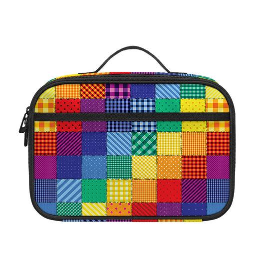 Rainbow Patchwork Pattern Print Portable Lunch Bag