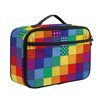 Rainbow Patchwork Pattern Print Portable Lunch Bag