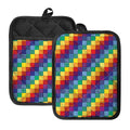 Rainbow Patchwork Pattern Print Pot Holders With Pocket