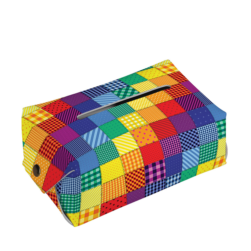 Rainbow Patchwork Pattern Print Rectangle Tissue Box Cover