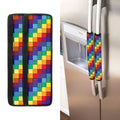 Rainbow Patchwork Pattern Print Refrigerator Handle Covers