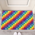 Rainbow Patchwork Pattern Print Rubber Doormat