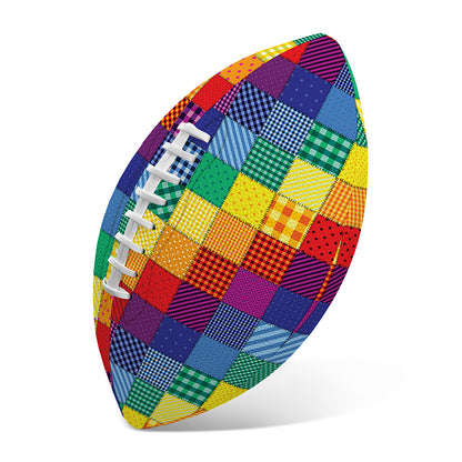 Rainbow Patchwork Pattern Print Rugby Ball