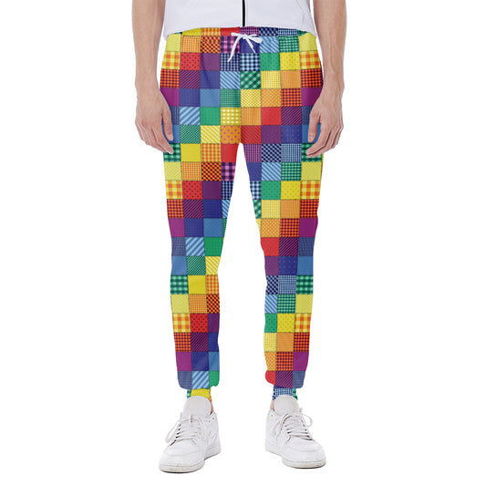 Rainbow Patchwork Pattern Print Scuba Joggers