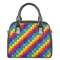 Rainbow Patchwork Pattern Print Shoulder Handbag