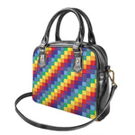 Rainbow Patchwork Pattern Print Shoulder Handbag