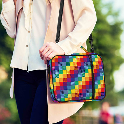 Rainbow Patchwork Pattern Print Shoulder Strap Bible Bag