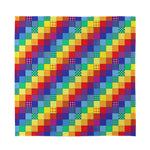 Rainbow Patchwork Pattern Print Silk Bandana