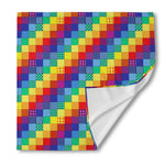Rainbow Patchwork Pattern Print Silk Bandana